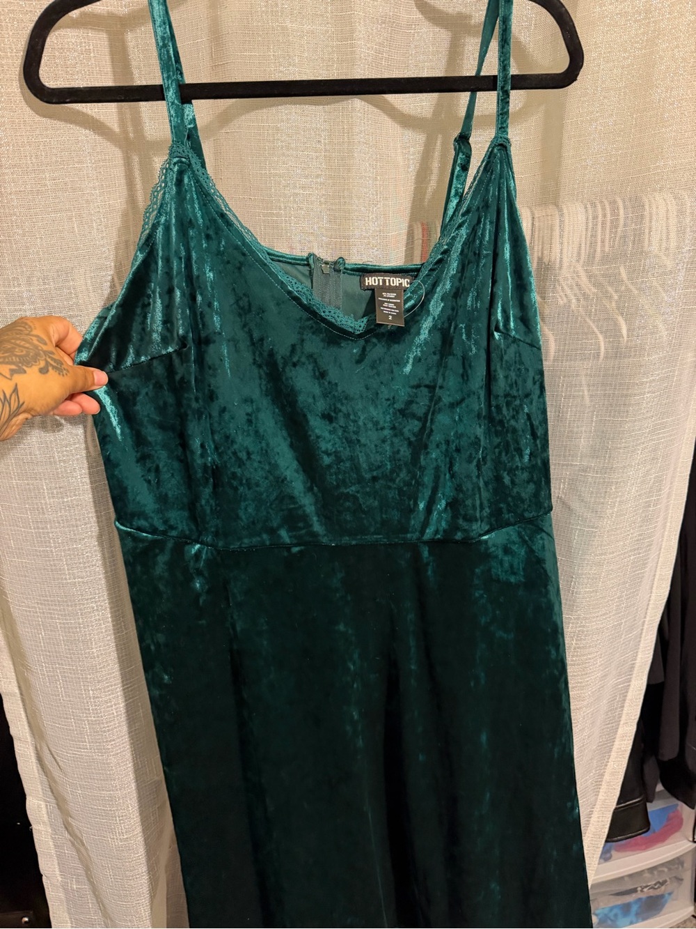 Hot Topic Velvet Slip Dress in Emerald Teal